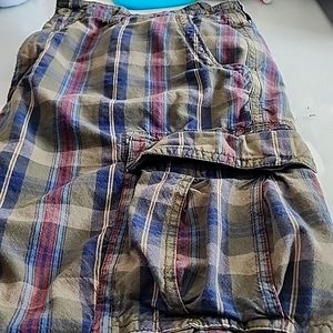 Lot (3) Big and Tall Madras Cargo Shorts